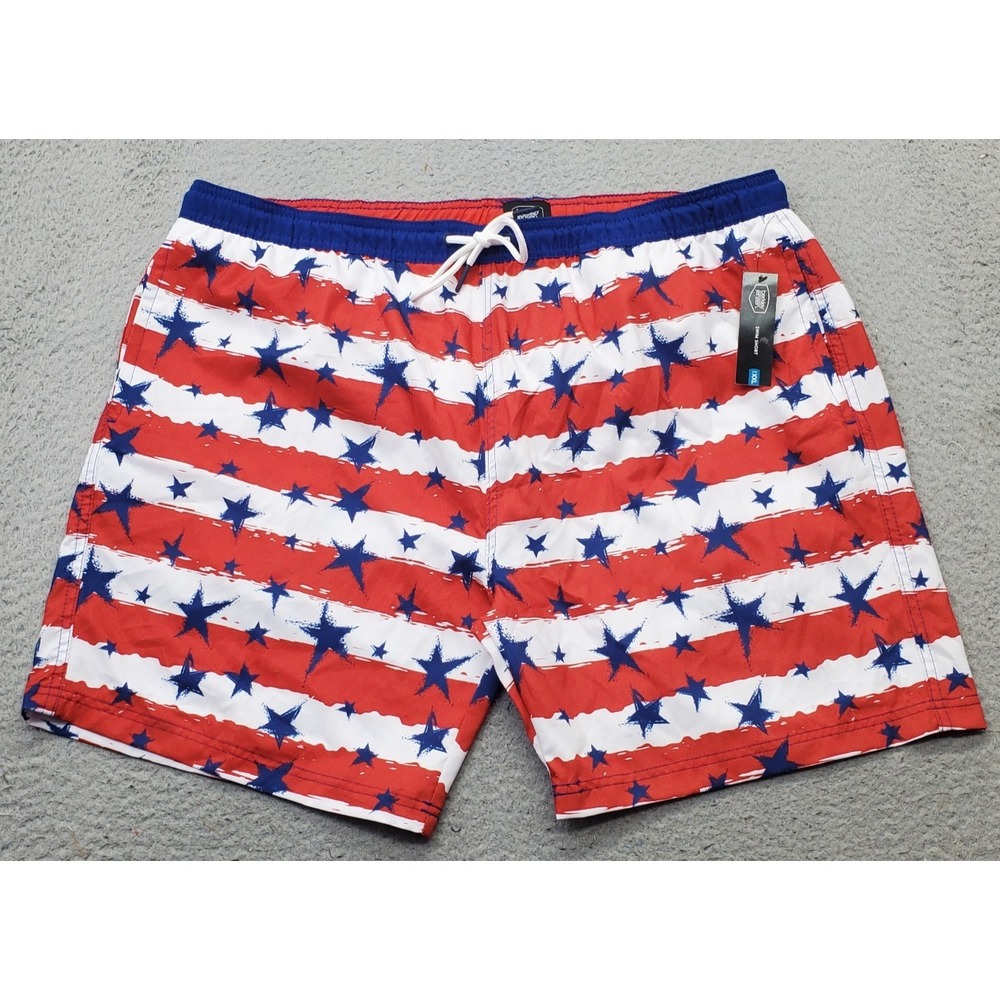 Berkley Jensen Board Shorts Mens XXL Multi Stars Stripes Patriotic Mesh Lined